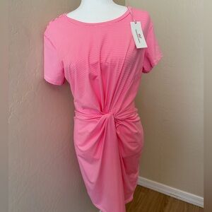 Vineyard Vines Pink Knot-Front Midi Dress